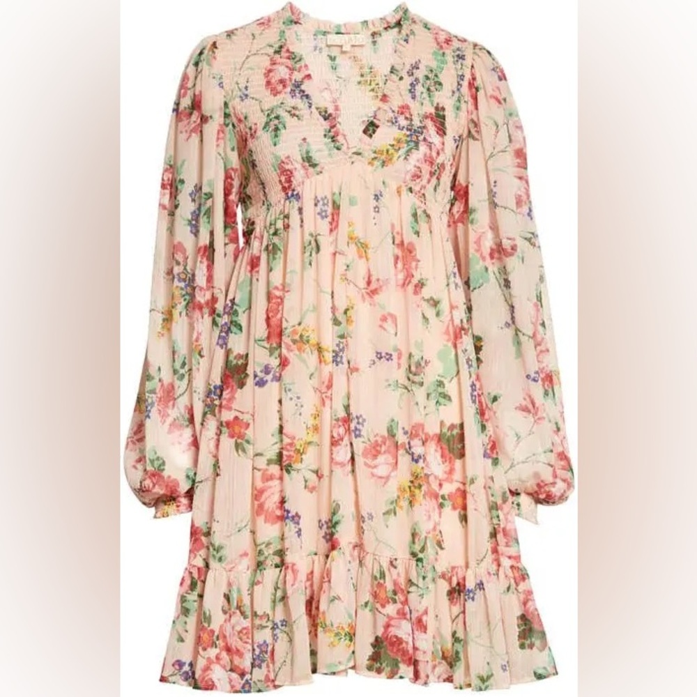 By TiMo floral chiffon mini dress. Size Large. New with tags!